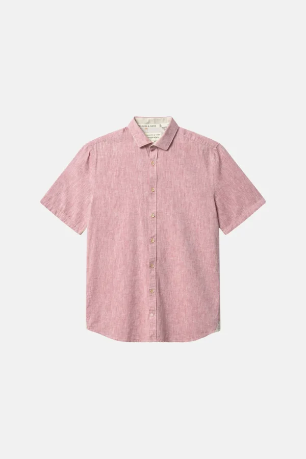 Basic Leinen Hemd Kurzarm - Mauve