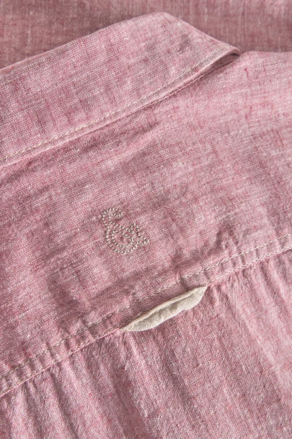 Basic Leinen Hemd Kurzarm - Mauve