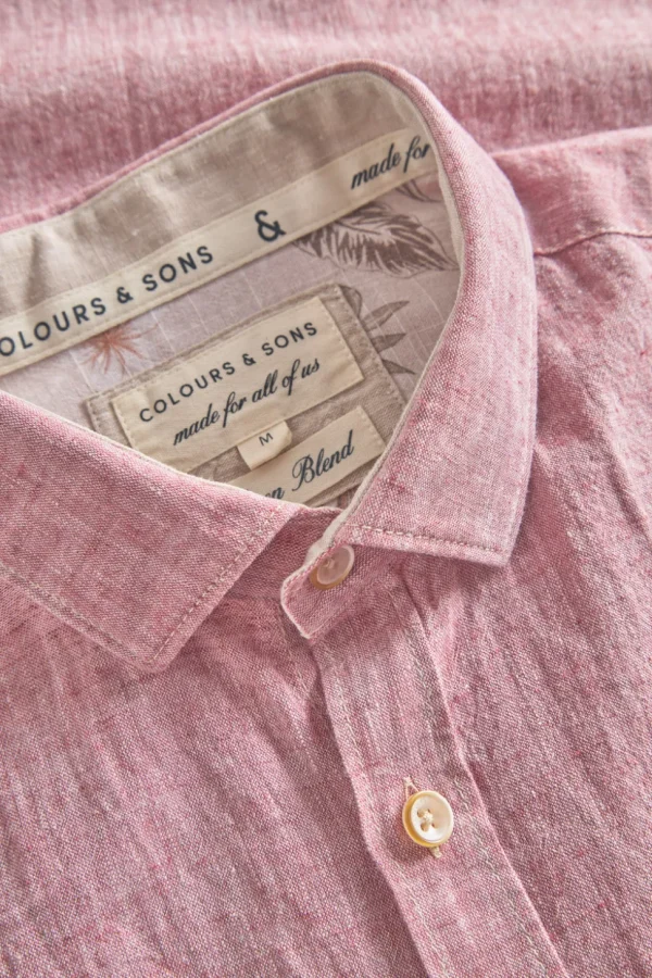 Basic Leinen Hemd Kurzarm - Mauve