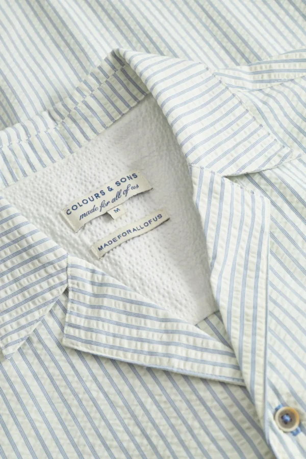 Hemd Seersucker Striped - Blue Stripes