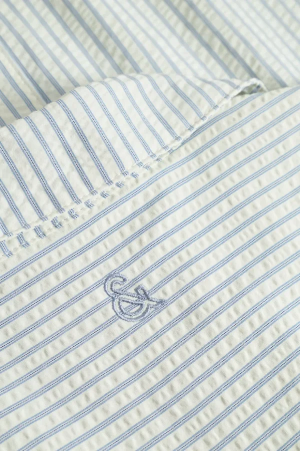 Hemd Seersucker Striped - Blue Stripes