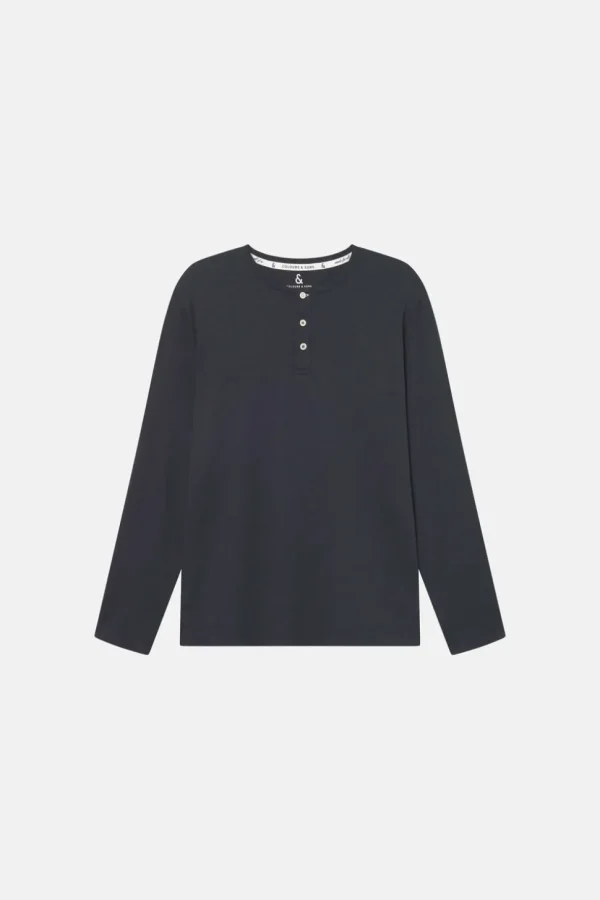 Henley Shirt Slub - Anthracite