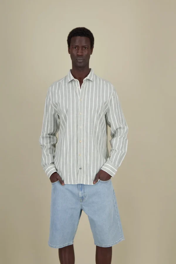 Linen Shirt striped - Wasabi Stripes
