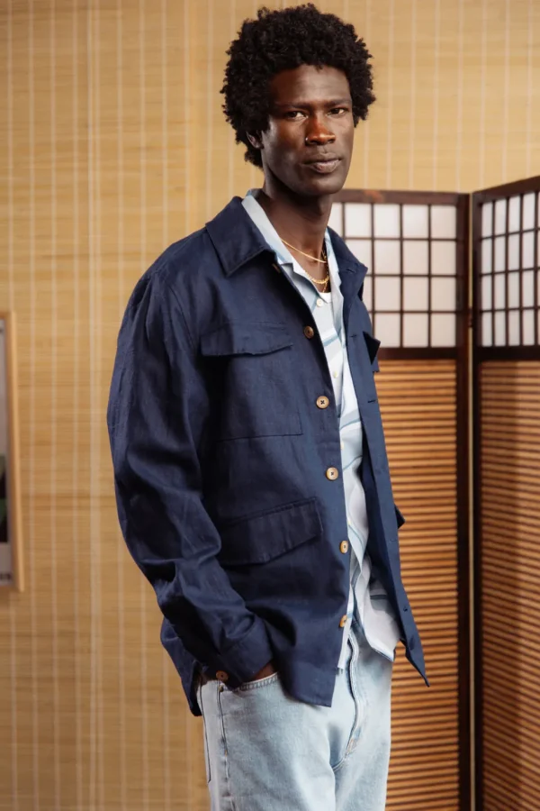 Safari Shirt Linen Blend - Navy