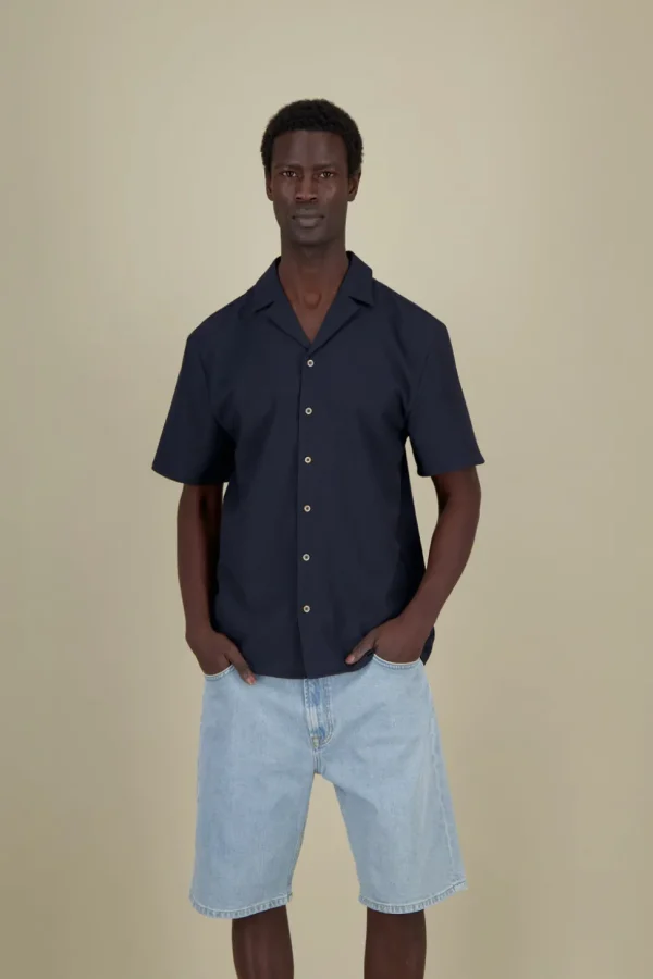 Shirt Seersucker Solid - Navy