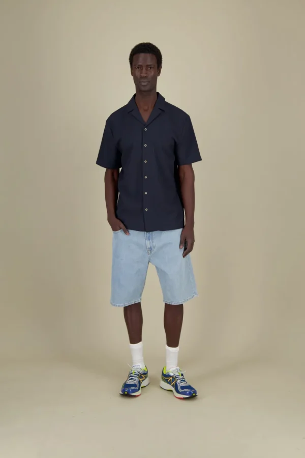 Shirt Seersucker Solid - Navy