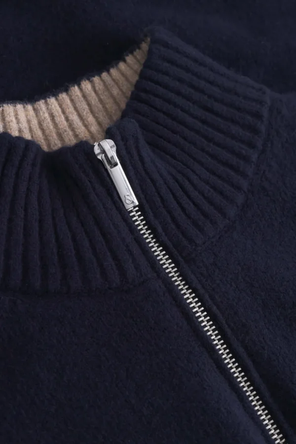 Strickpullover Mock-Zip - Navy