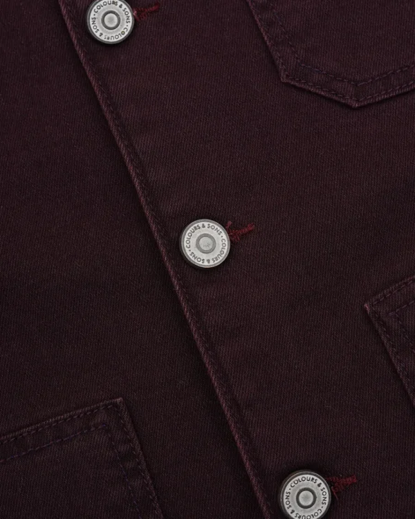 Worker Jacket Coloured Denim - Port Wine