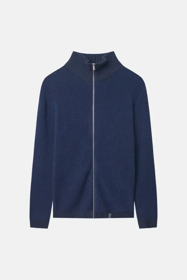 Zip Strickjacke-Bouclé - Navy