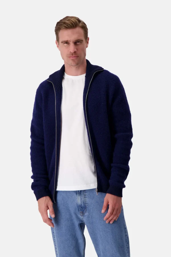 Zip Strickjacke-Bouclé - Navy