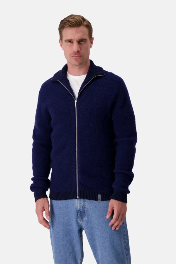 Zip Strickjacke-Bouclé - Navy