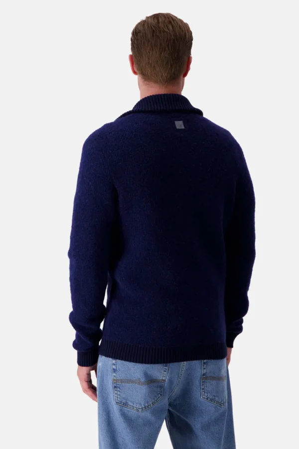 Zip Strickjacke-Bouclé - Navy