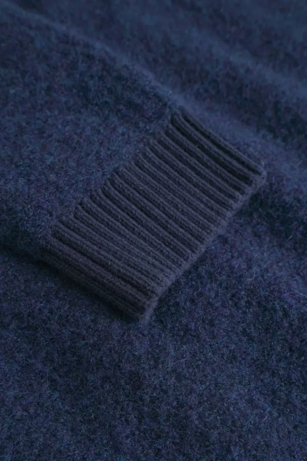 Zip Strickjacke-Bouclé - Navy
