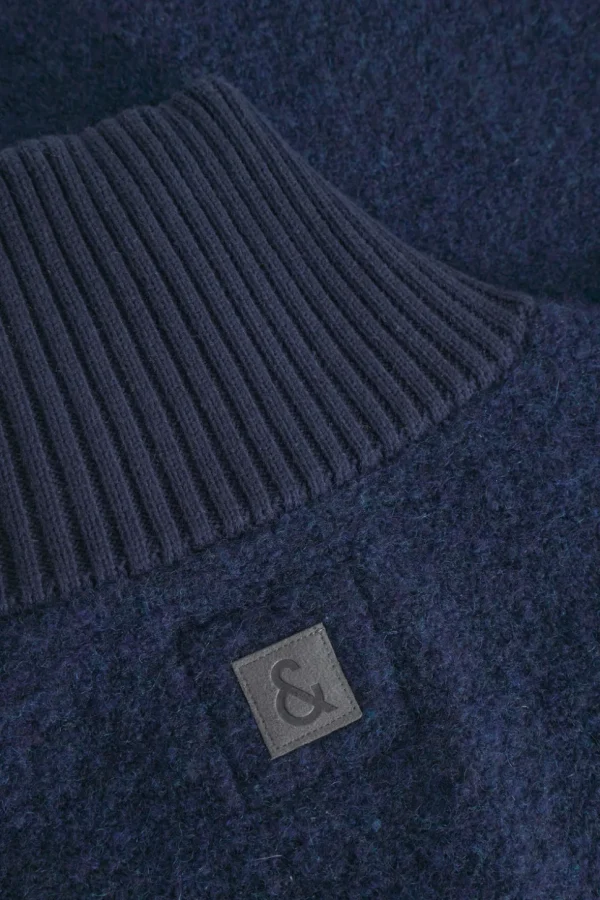 Zip Strickjacke-Bouclé - Navy