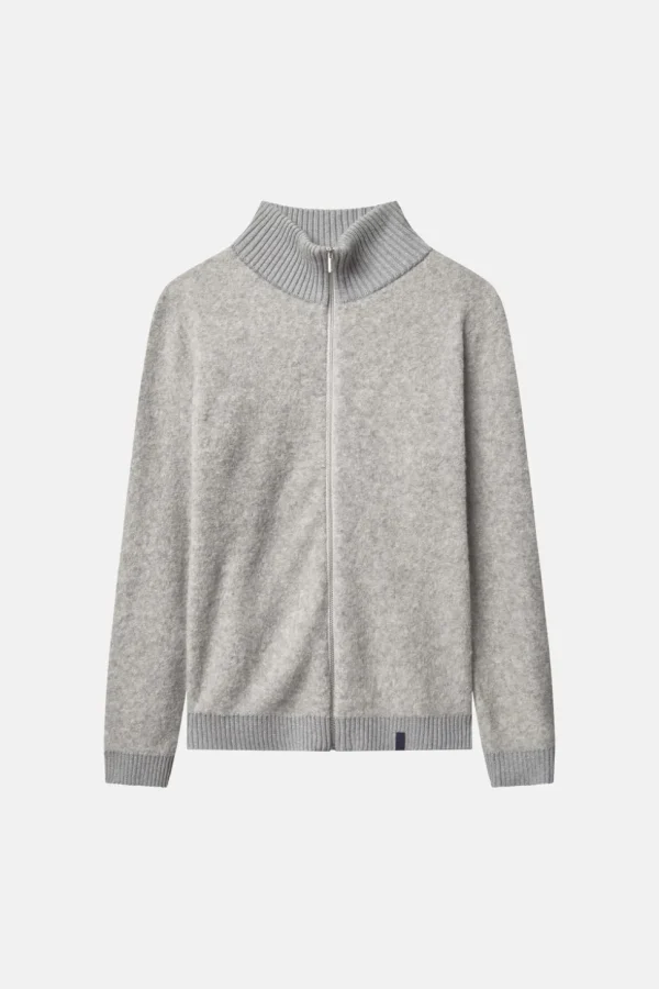 Zip Strickjacke-Bouclé - Silver