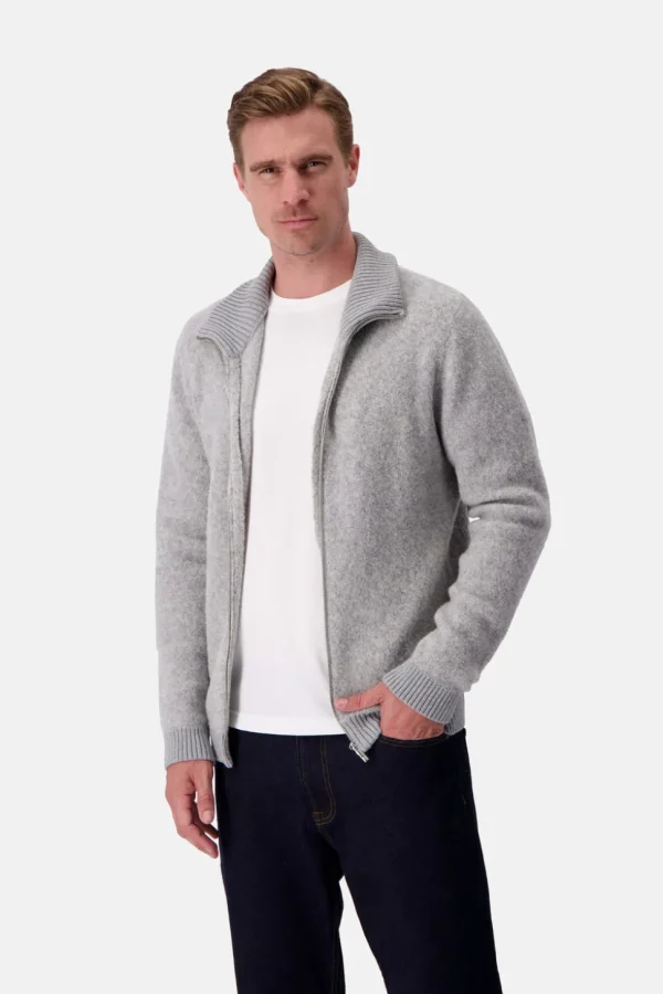 Zip Strickjacke-Bouclé - Silver